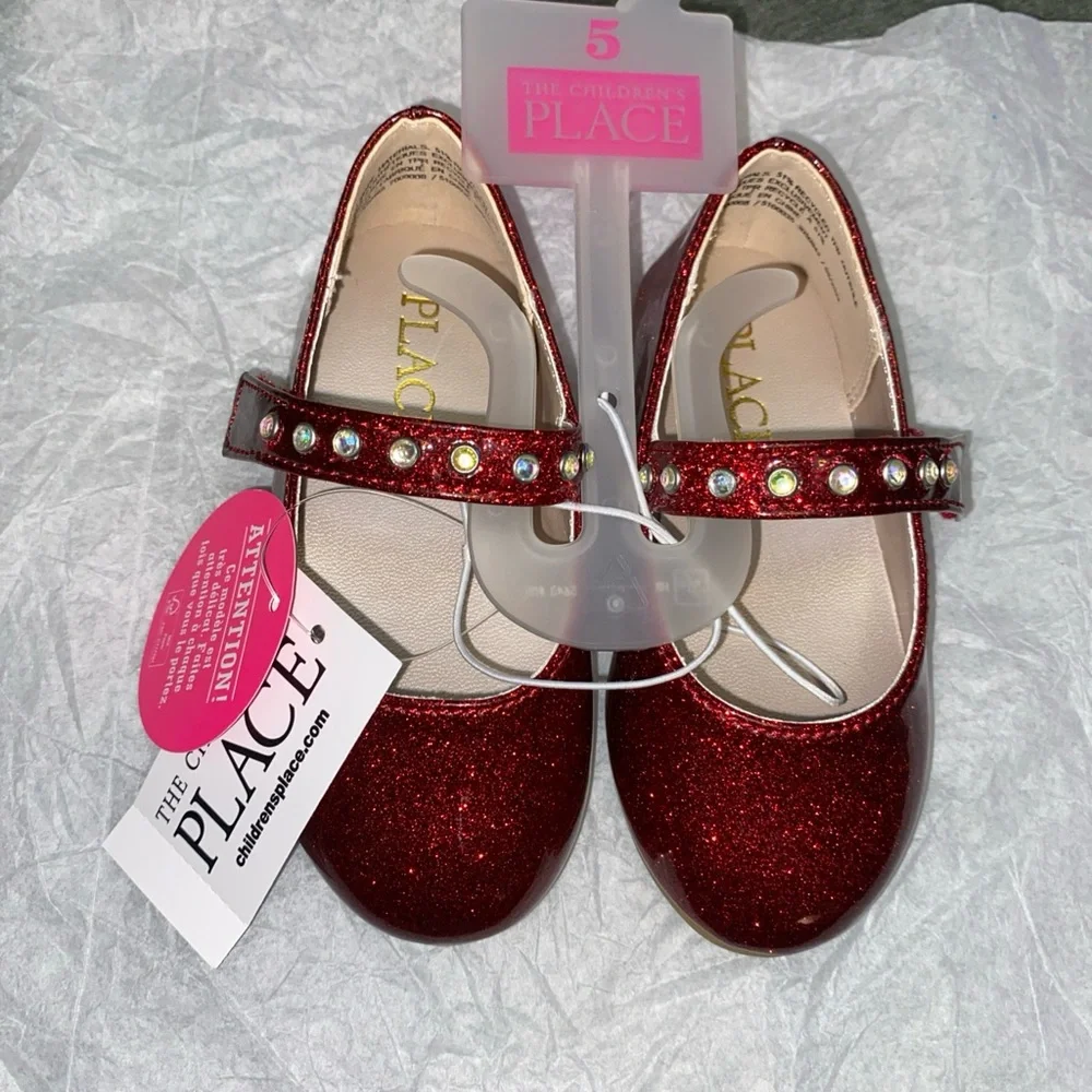 The Children's Place Red Dress Shoes with Glitter Finish